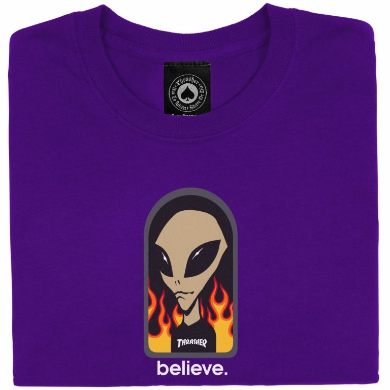 Thrasher X AWS Believe Purple Tee - Thrasher Magazine